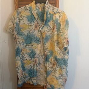 ASOS Floral Casual Button Down Shirt - Blue, Yellow, White